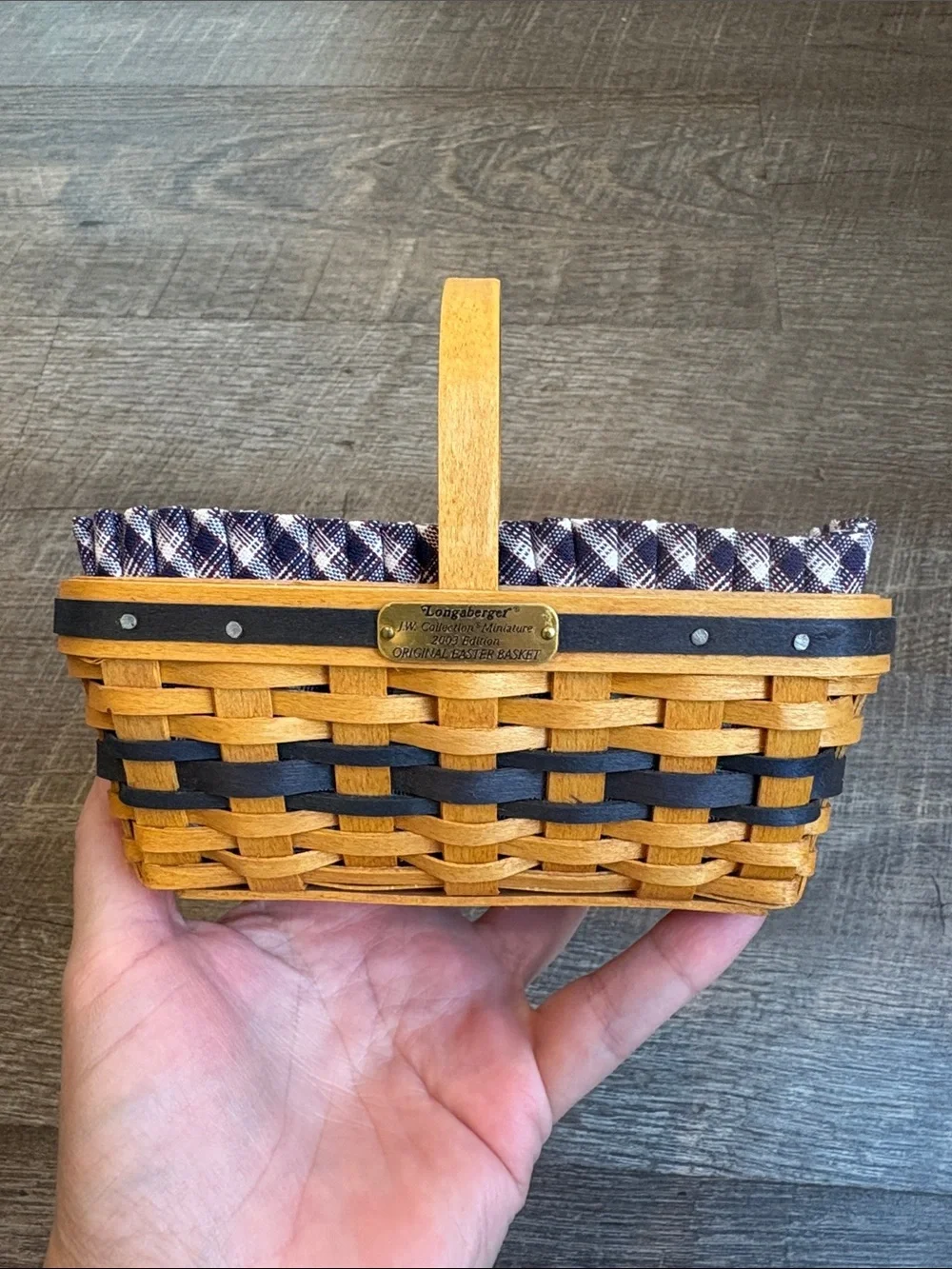 Longaberger J.W. Mini Berry Basket & Mini Original Easter Basket Lot of 2 Liners